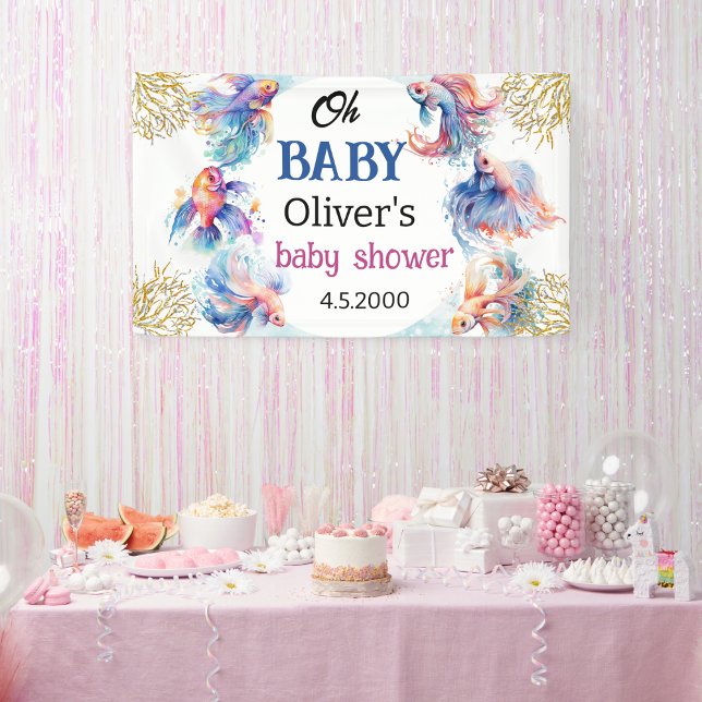 Banderoles oh bébé sous le baby shower des poissons de mer (Créateur téléchargé)