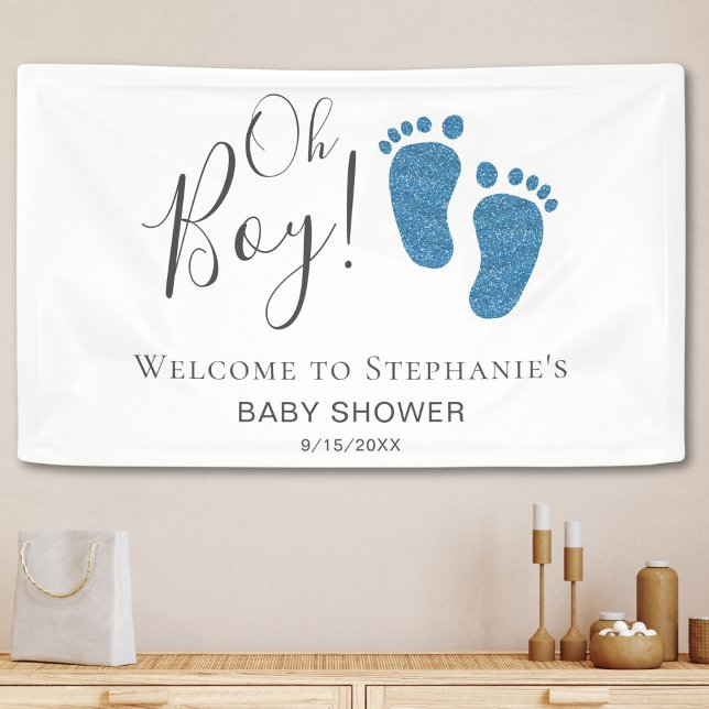 Banderoles Oh Boy Blue Feet Baby shower Bienvenue (Créateur téléchargé)