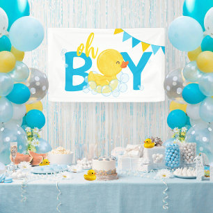 Banderoles Oh Boy Watercolor Rubber Duck Baby Shower