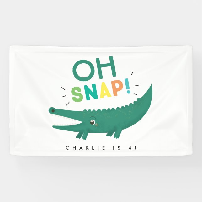 Banderoles Oh Snap Alligator Crocodile Anniversaire de la fêt (Horizontal)