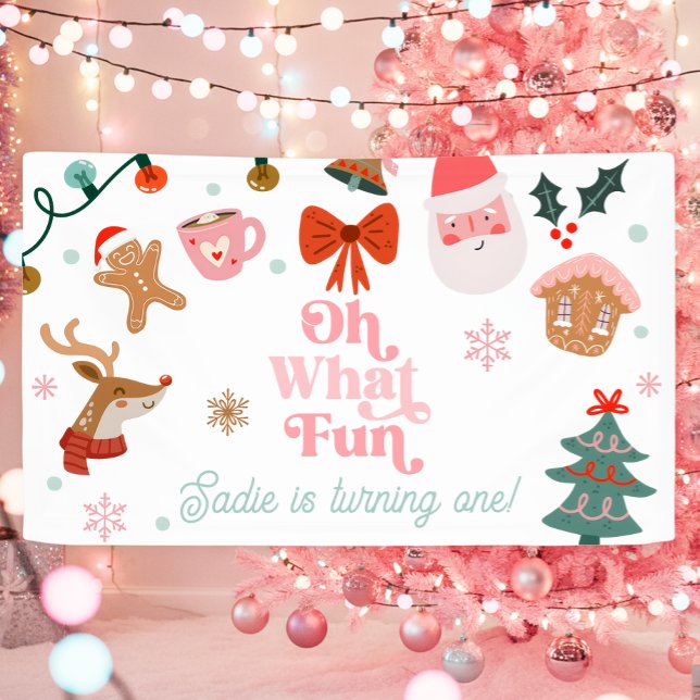 Banderoles Oh What Fun Christmas Party Fille 1er anniversaire (Créateur téléchargé)