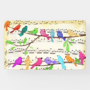 Banderoles Oiseaux musicaux colorés mignons Symphonie - Chans