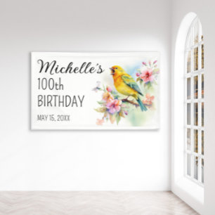 Banderoles Oiseaux Vintage Canaris Fleurs 100e Anniversaire