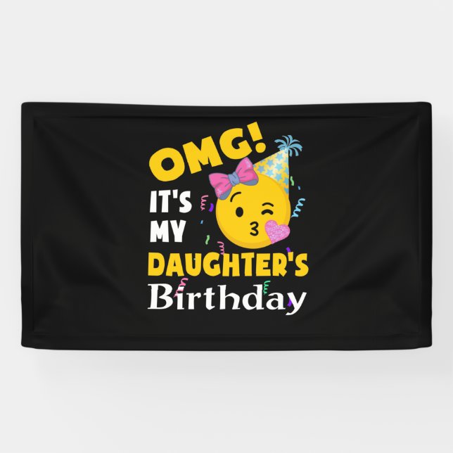 Banderoles OMG C'est le Cool d'anniversaire de ma fille Emoji (Horizontal)