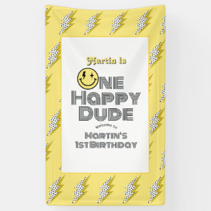 Banderoles "One Happy Dude" Retro 1er anniversaire fête Bienv