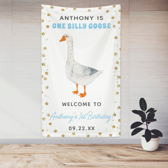 Banderoles One Silly Goose Boys 1st Birthday Party Welcome (Créateur téléchargé)