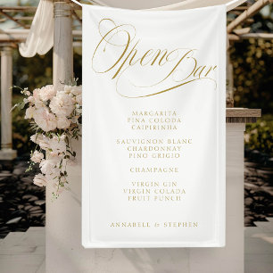 Banderoles Open Bar ! Moderne, Calligraphie, Blanc
