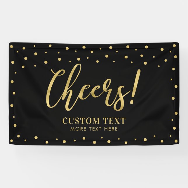 Banderoles Or et noir | Fête moderne à toutes les occasions (Horizontal)
