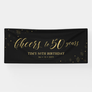 Banderoles Or & Noir   À 50 Ans Joyeux Anniversaire