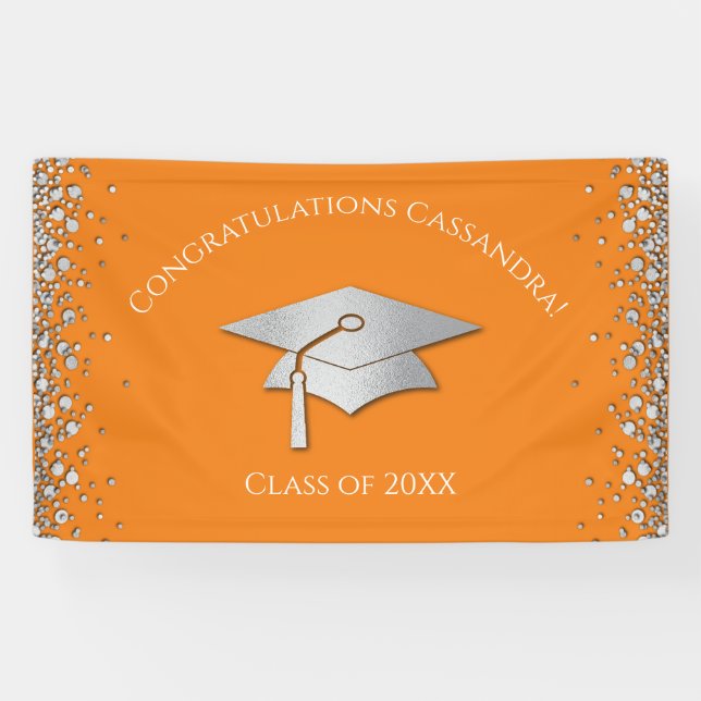Banderoles Orange and Silver Graduation (Horizontal)