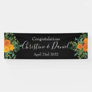 Banderoles Orange & Black Gothique Peony & Rose Floral Mariag