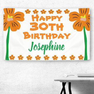 Banderoles Orange Flower 30th Birthday Party