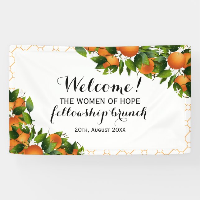 Banderoles Oranges Fruits sur Trellis | MARIAGE (Horizontal)