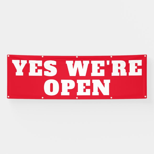 Banderoles Oui Nous sommes Open Bold Red White Business Outdo (Horizontal)