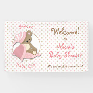 Banderoles Ours couché Bébé Fille Douche