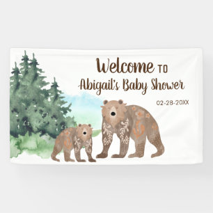 Banderoles Ours de bois Baby shower d'aquarelle neutre