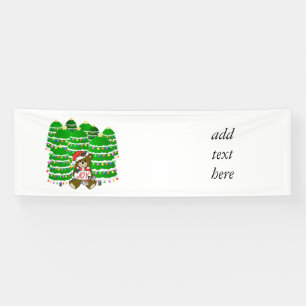 Banderoles Ours de Noël avec JOIE Signe et arbres de Noël