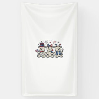 Banderoles Ours en peluche patriotiques Gravure vintage vecte