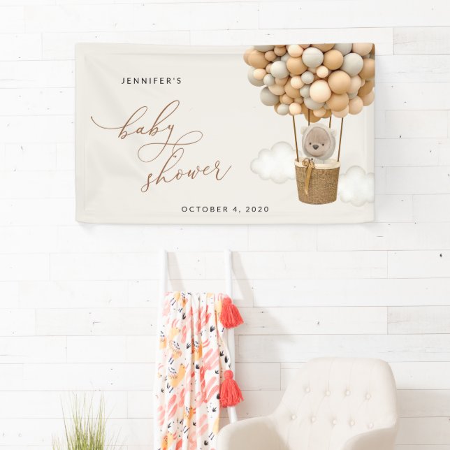 Banderoles Ours En Teddy, Balloirs Beige, Baby shower D'Accue (En situation)