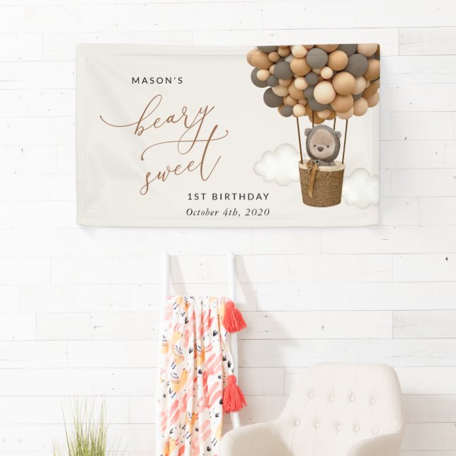 Banderoles Ours mignon, Ballons Brown, Bienvenue pour le prem (En situation)