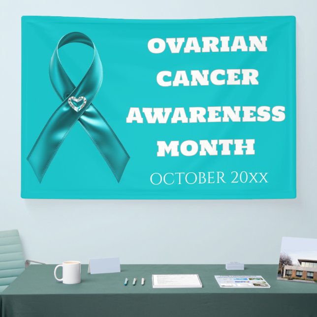 Banderoles Ovarian Cancer Awareness cervical teal ribbon (Salon professionnel)