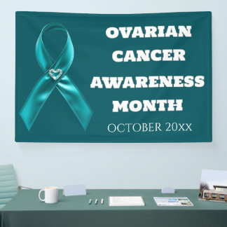 Banderoles Ovarian Cancer Awareness teal ribbon cervical