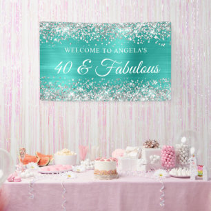 Banderoles Paillettes Argent Turquoise 40 & Fabuleux