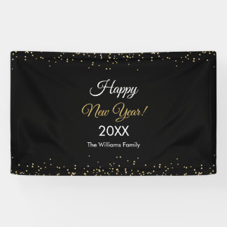 Banderoles Paillettes dorées Bonne Année Fête noire