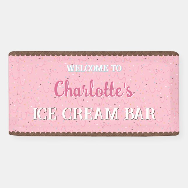 Banderoles Paillettes et glace rose  (Horizontal)