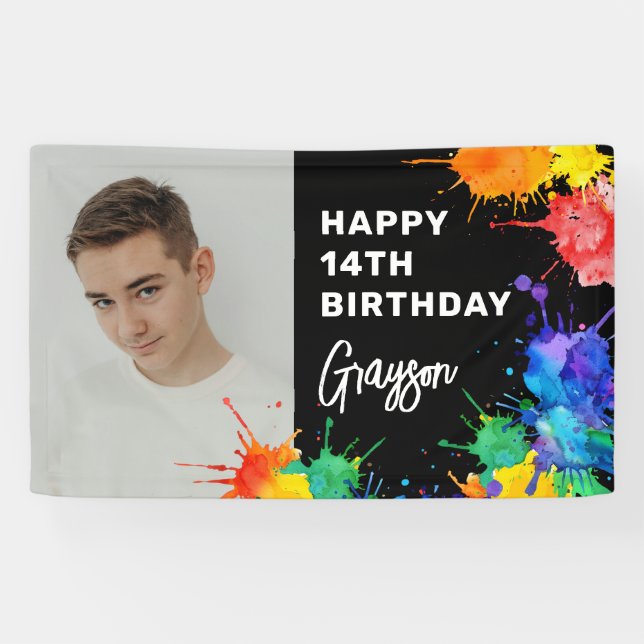 Banderoles Paintballing Photo Birthday Party Invitation (Horizontal)