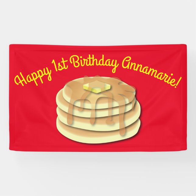 Banderoles Pancake Anniversaire Fête Flapjack Cute Enfants (Horizontal)