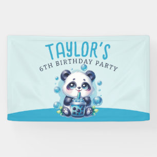 Banderoles Panda Boire Bleu Boba Bubble Thé fête d'anniversai