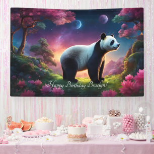 Banderoles Panda dans un jardin fantastique