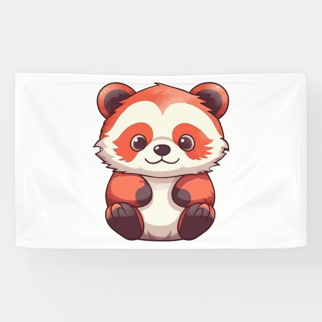 Banderoles Panda rouge mignonne (Horizontal)