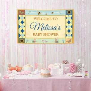 Banderoles Panneau baby shower avec Rabbit, Bee's & Butterfli