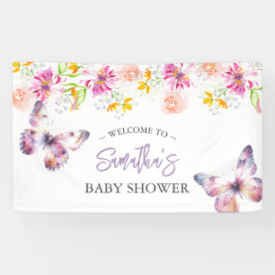 Banderoles Panneau Baby shower Papillons et berceuses
