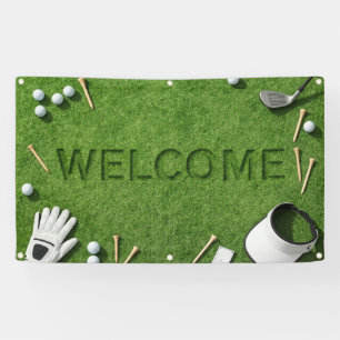 Banderoles Panneau de bienvenue Golf avec golf et tee sur gaz