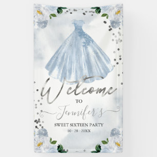 Banderoles Panneau de bienvenue Sweet 16 Robe florale aquarel