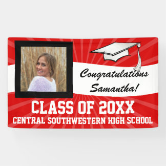 Banderoles Panneau de graduation photo couleur blanc rouge