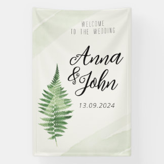 Banderoles Panneau de mariage Minimaliste Green Fern