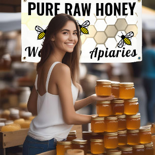 Banderoles Panneau du marché du miel Bee Honeypeb Pure Raw Ho