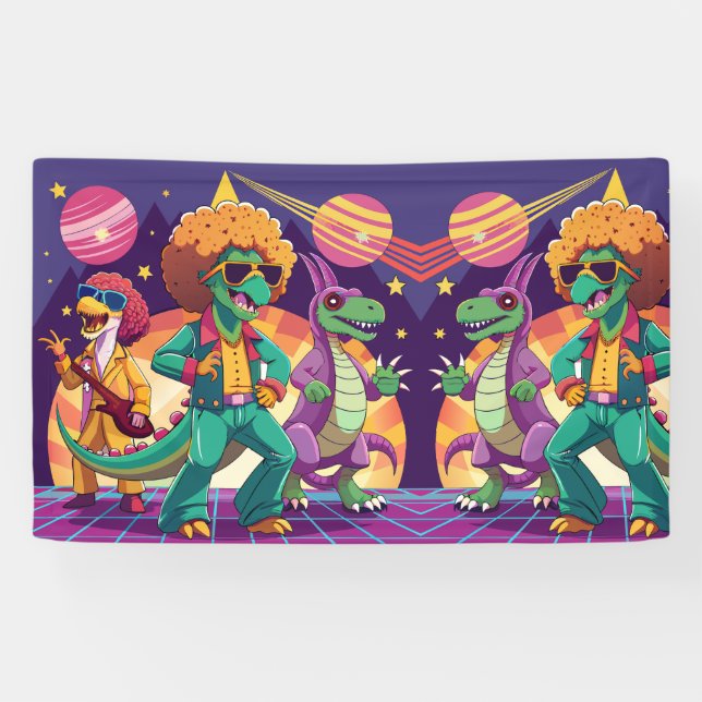 Banderoles Panneaux de mousse Dinosaur Disco (Horizontal)