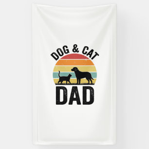 Banderoles Papa Chien et Chat Vintage T-Shirt pour Amoureux d