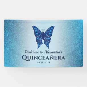 Banderoles Papillon bleu de la marine étincelante de la Parti
