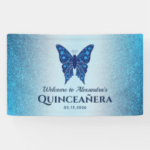 Papillon Pailleté Bleu pour Quinceañera