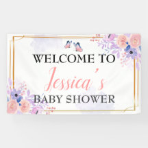 Papillon Purple Rose fille Baby shower fond