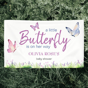 Banderoles Papillon rose mou Purple Baby shower fille
