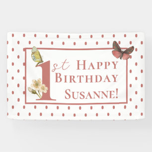 Banderoles Papillon vintage Nom personnalisé 1er anniversaire