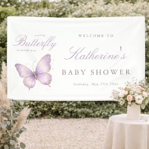 Banderoles Papillon Violet Bienvenue Fille Bébé Shower