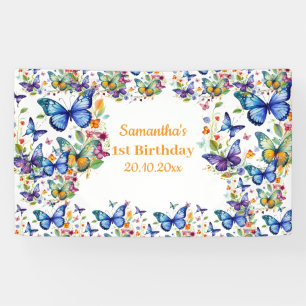 Banderoles Papillons aux fleurs vintages Anniversaire